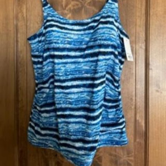 Other - Tankini Top - Blues and White in Color - 1X - NWT